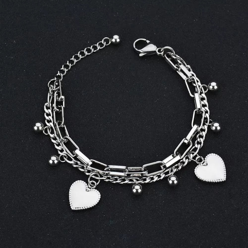 bracelets breloques cœurs acier inoxydable