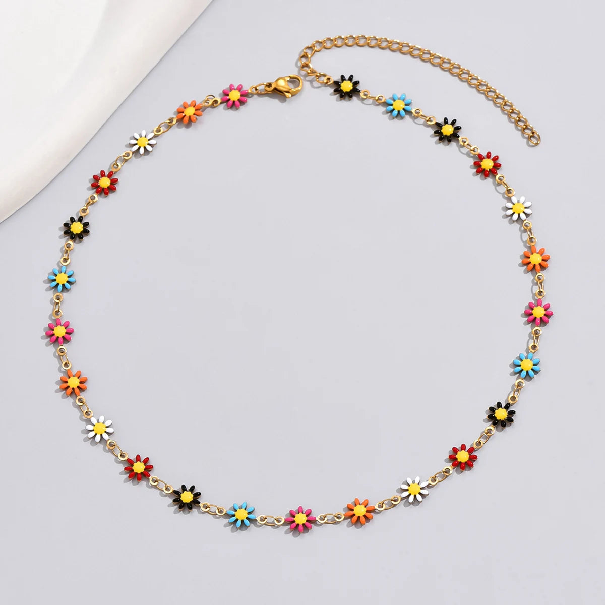 Collier fleurs acier inoxydable