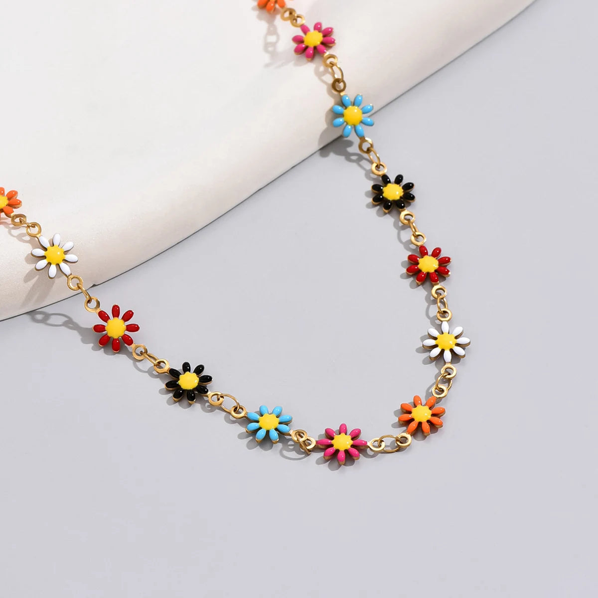 Collier fleurs acier inoxydable