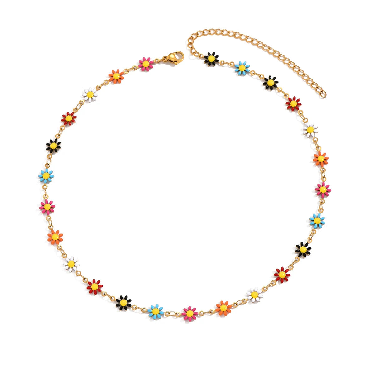Collier fleurs acier inoxydable