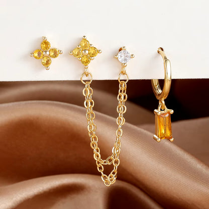 3PCS Exquisite Stainless Steel 12 Constellation Birthstone Earrings Set for Woman Cartilage Piercing Earrings Fashion Jewelry