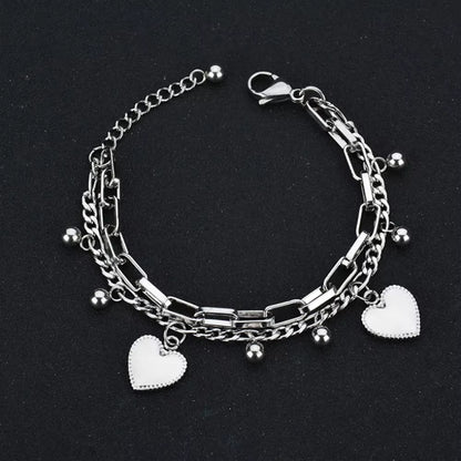 bracelets breloques cœurs acier inoxydable