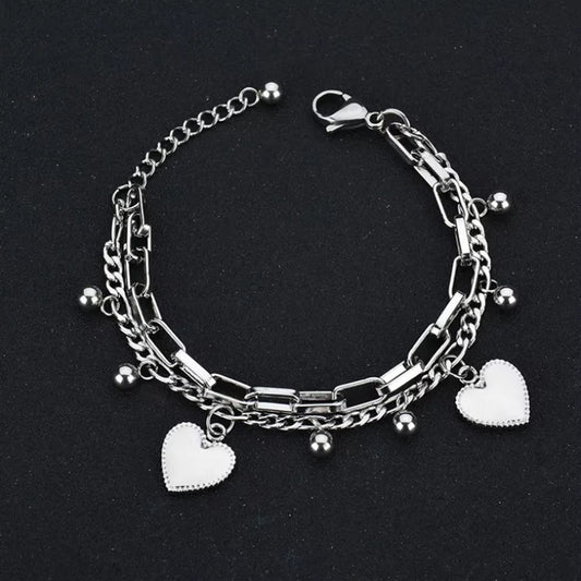 bracelets breloques cœurs acier inoxydable