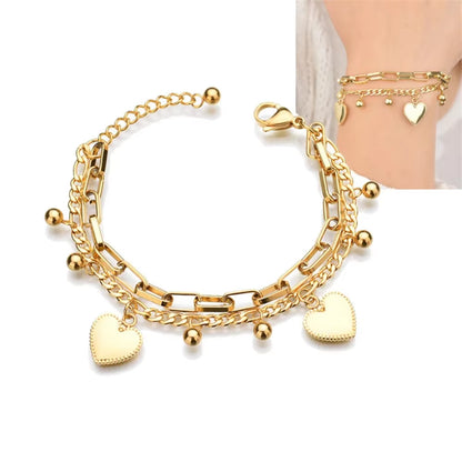 bracelets breloques cœurs acier inoxydable
