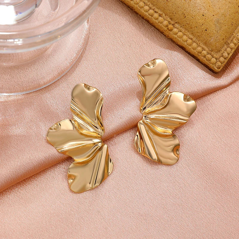Boucles d'oreilles pétales irréguliers en acier inoxydable