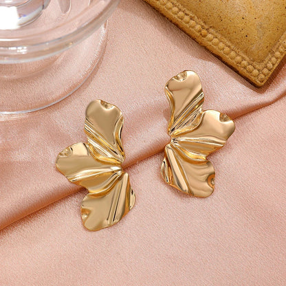Boucles d'oreilles pétales irréguliers en acier inoxydable