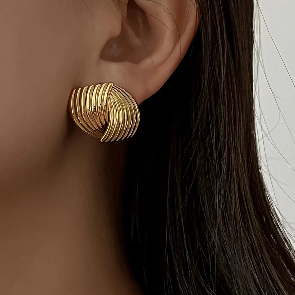 boucles d'oreilles géométriques acier inoxydable