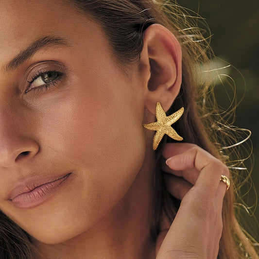 Boucles d'oreilles étoile de mer en acier inoxydable