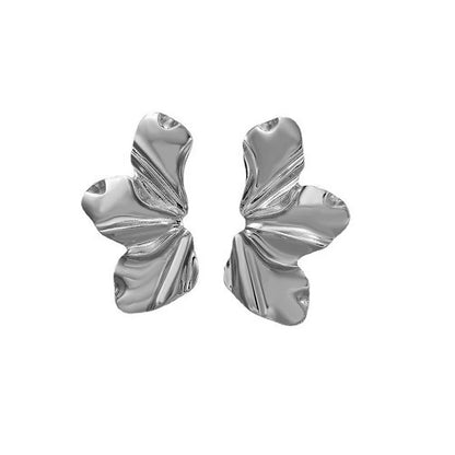 Boucles d'oreilles pétales irréguliers en acier inoxydable