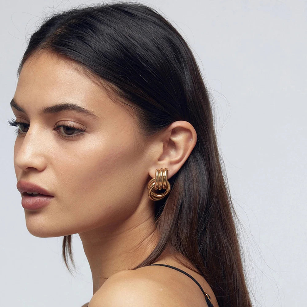 boucles d'oreilles géométriques acier inoxydable