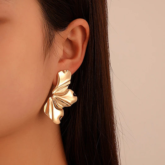 Boucles d'oreilles pétales irréguliers en acier inoxydable
