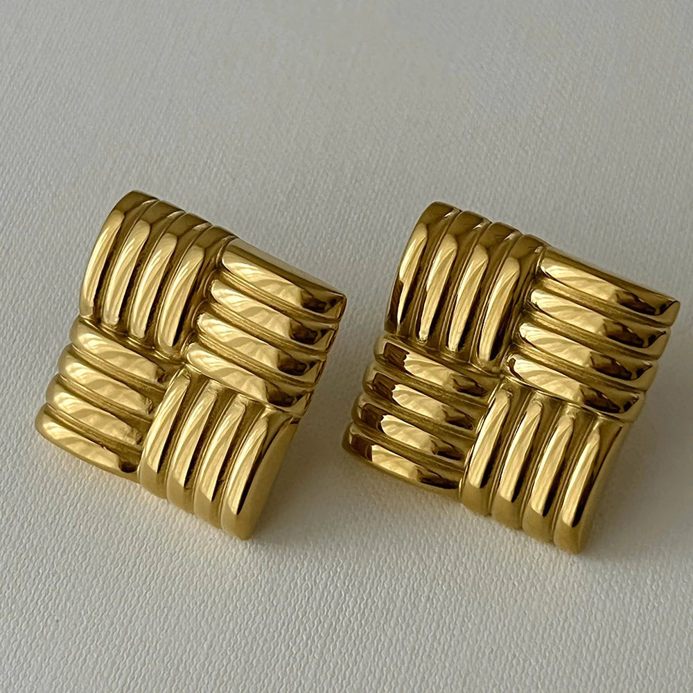 boucles d'oreilles géométriques acier inoxydable