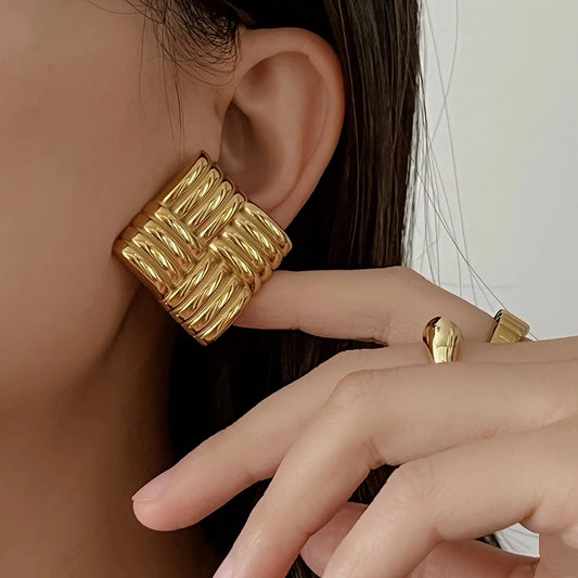 boucles d'oreilles géométriques acier inoxydable