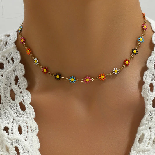 Collier fleurs acier inoxydable