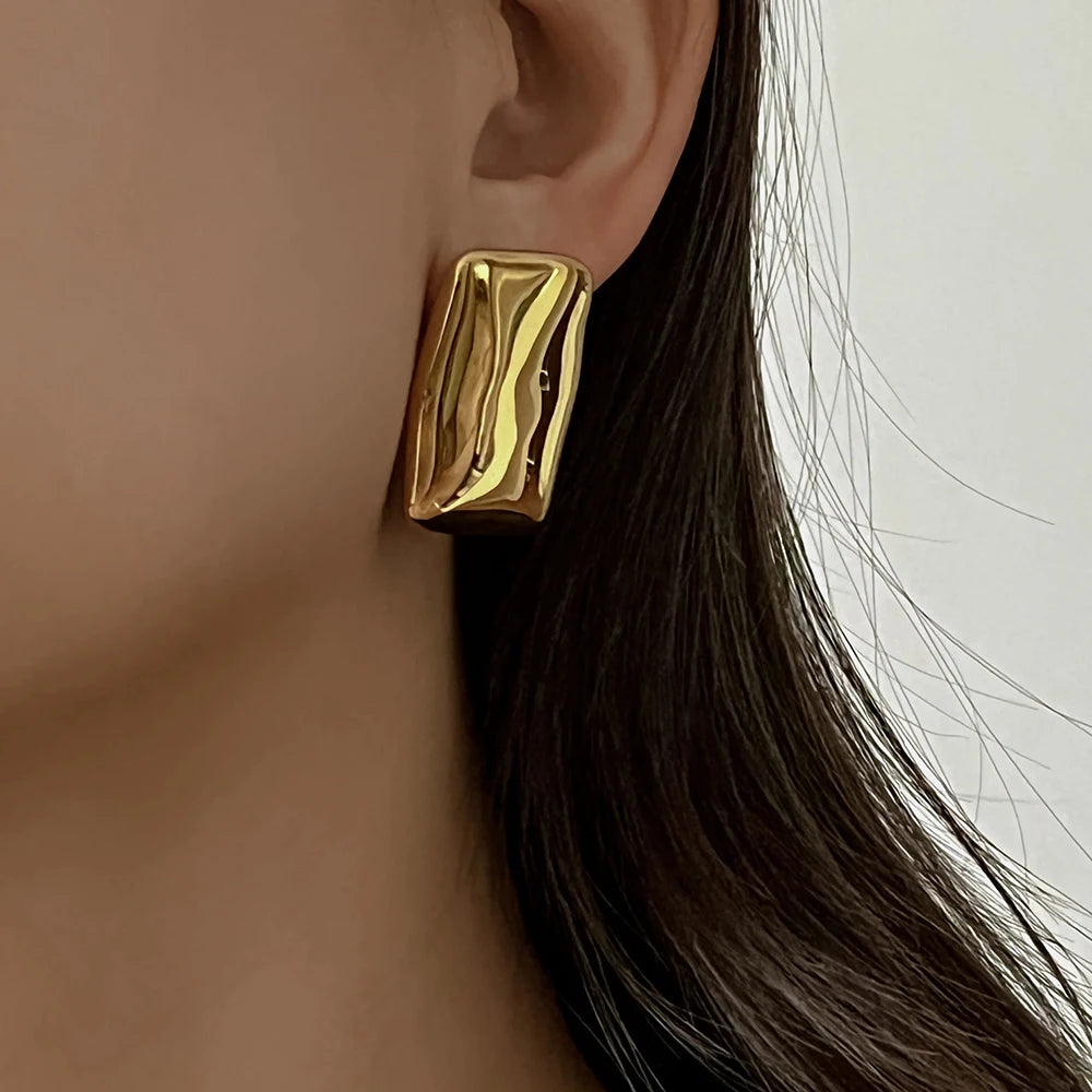 boucles d'oreilles géométriques acier inoxydable